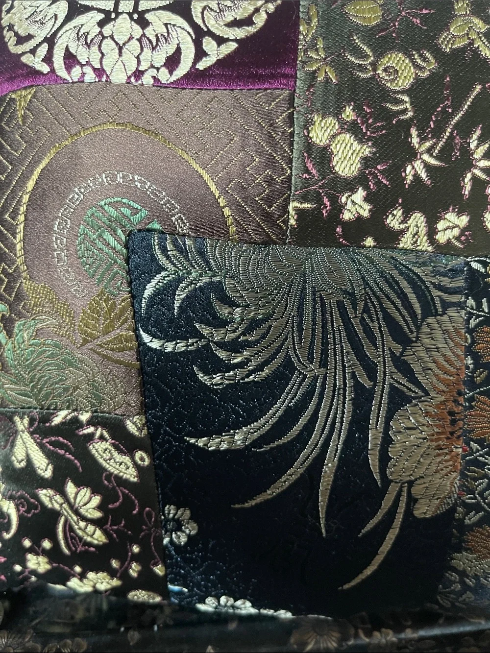 Decorative Patchwork Silk Throw Pillow - Black & Purple Pier One